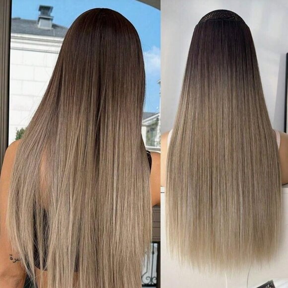 Other - CLIP IN HAIR EXTENSIONS BALAYAGE BLONDE DARK ROOTS 22 in Straight hair